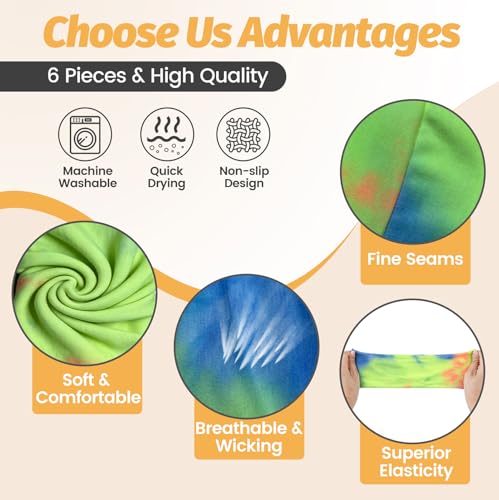 Image of Headbands for Women - 6 Pack Wide Elastic Hair Bands | Stretchy Sweatbands Hair Bands | Soft Sports Thin Head Bands | Non-Slip Accessories Bands for Fashion, Washing Face, Workouts, Yoga, Daily Use