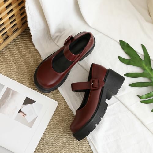 Parisuit Womens Goth Mary Jane Uniform Shoes Chunky Heel Platform Pumps Ankle Strap Vintage Lolita Shoes4