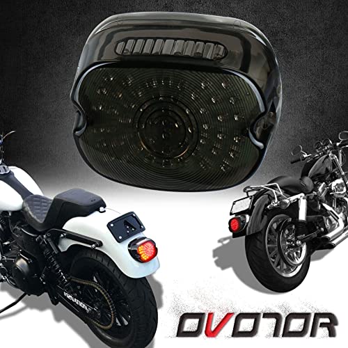 Ovotor Led Tail Light Smoke Lens Lay Down Tail Lamp With Braking Turn Signal Replacement For Harley Sportster Dyna Fxdl Electra Glides Road King #TOP1