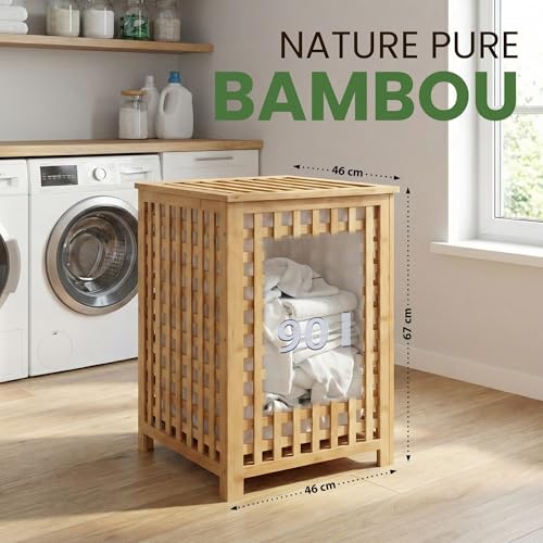 Bac à linge d'exception CLP Lenca en bois de bambou durable et lavable