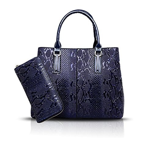 Tisdaini Women's Handbags Fashion Crocodile Business Cross-Body Top-Handle Navy blue Cover