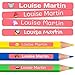 50 Etiquetas Adhesivas Personalizadas para lápices, bolis y rotuladores. Pegatinas escolares con nombre para marcar objetos. Adhesivos resistentes al agua para colegio y guardería Medida 4,6 x 0,6 cm