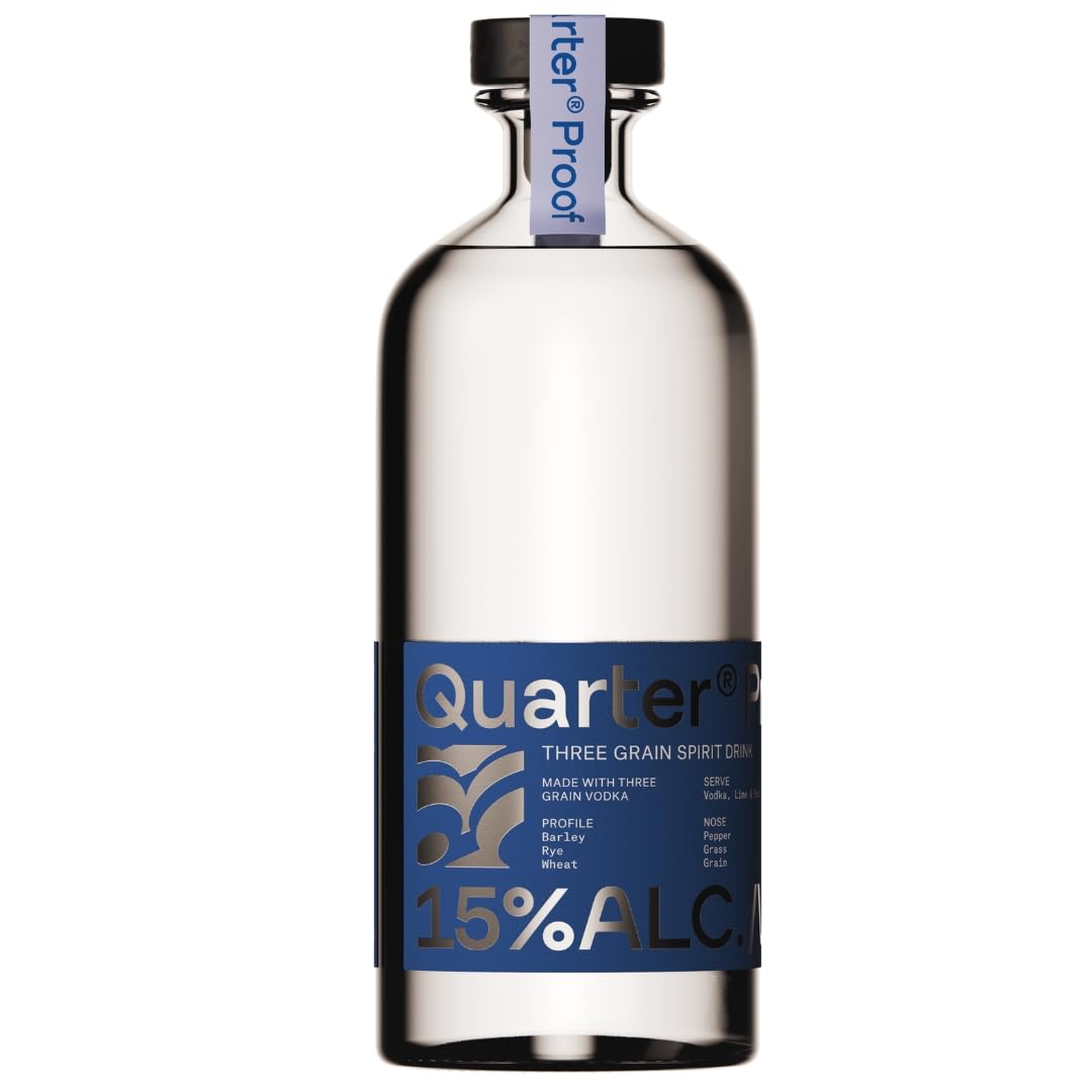 Quarter Proof | Vodka Light Three Grain Spirit | 15% Vol | 70cl, Low Calorie Mid Strength Vegan Vodka, Sugar Free Spirit Distilled in the UK