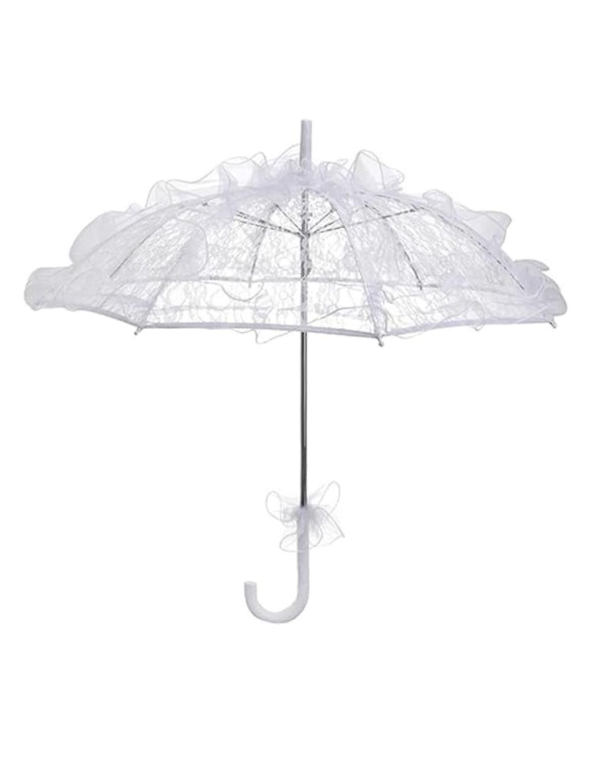 BookMyCostume Kids White Lace Net Parasol Umbrella Costume Accessories For Marriages & Party Shoots Decoration-image-47