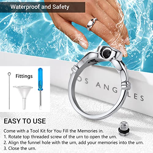 Image of Memorial Keepsake Urn Rings for Ashes Hair for Women Men, Claddagh Heart Ring, Rose Ring, Cremation Jewelry, Black /18K Gold Plated Stainless Steel, Size 6-11, Come with Box