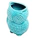 MyGift Aqua Blue Owl Shaped Ceramic Kitchen Crock Utensil Holder, 8 Inch Multipurpose Storage Jar Vase Canister, Art Brush Holder
