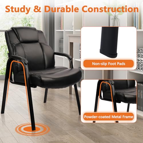 Image of CLATINA Heavy Duty Guest Chair with Padded Armrests, Executive Leather Soft Reception Chair 400lbs Capacity for Office Conference Waiting Meeting Room, Black (8 Pack)
