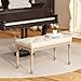 Yusong Upholstered Bench, Bedroom Bench for End of Bed, Piano Bench with Button Tufted Padded Seat for Living Room, Dining, Entryway, Shoe, Vanity Foot-Stool with Carved Wood Legs, Beige