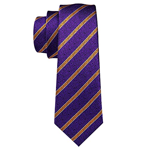 Image of Barry.Wang Tie Sets for Men Silk Stripe Necktie Woven Checkered Handkerchief Cufflinks Formal Business Wedding