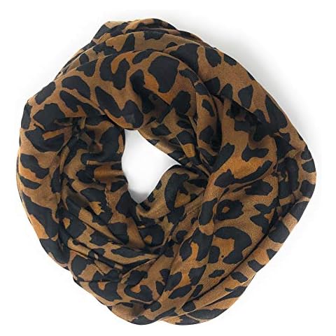 Nickanny's Premium Soft Brown Animal Leopard Print Sheer Infinity Loop Scarf Cover
