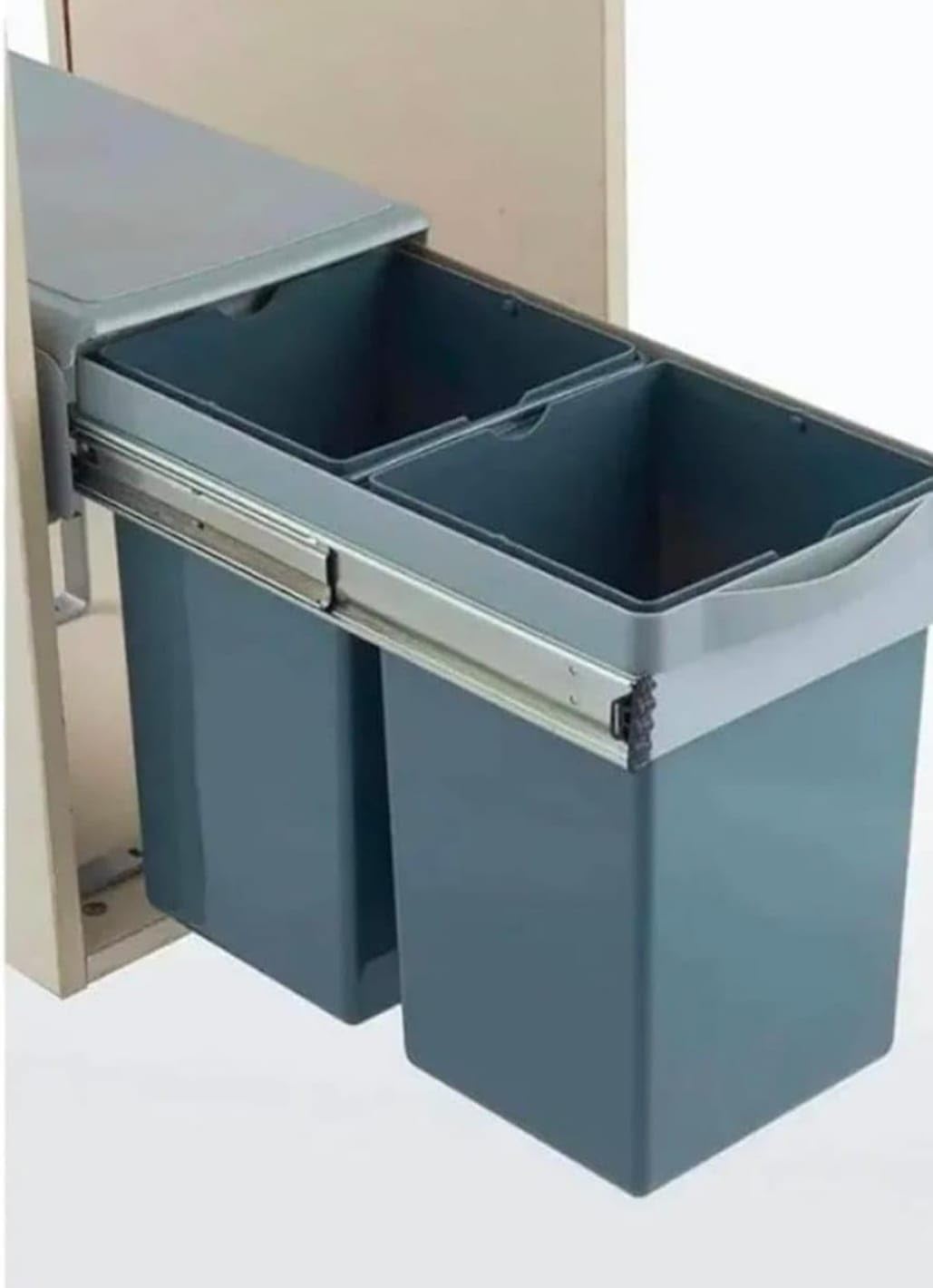 modern basket Pull-out Kitchen Cabinet Dustbin, Dual Garbage Can Waste Bins, mm, Grey, (22 litre dustbin)