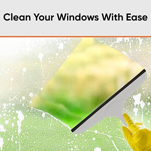 Image of Superio Rubber Squeegee, 2 Pack, Streak Free All Purpose Window Squeegee, Comfort Grip Handle and Hanging Hook (Blue- Grey, 10 Inch- 2 Pack)