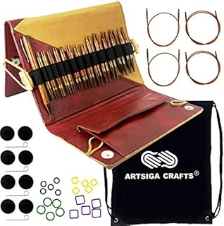 Knitter's Pride Ginger Knitting Needles Deluxe Short Tip Interchangeable Set Bundle with 1 Artsiga Crafts Project Bag