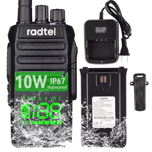 Radtel RT-493 IP67 Impermeable Radioaficionado de Mano 10W Radio de Dos vías de Largo Alcance para Adultos, Walkie Talkie 430-440 escaneo y recepción, Carga Tipo C, Pantalla incorporada.