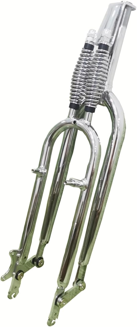 CDHPOWER 26" Springer Suspension Fork 1" Threaded,Cruiser Chopper Bike Dual Spring Classical Fork (Chromed)