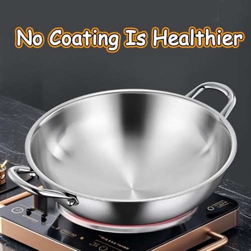 Wok de acero inoxidable sin revestimiento, 13.38 in miniatura 3
