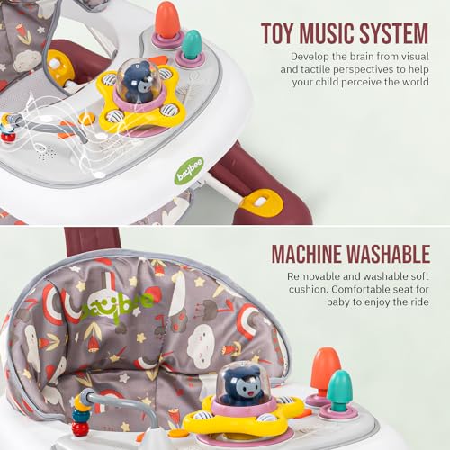 Image of Baybee 3 in 1 Awry Baby Walker for Kids with Rocker & Push Handle, 3 Adjustable Height, Mat & Musical Toy Bar | Activity Walker for Baby | Push Walker 6-18 Months Boy Girl (Red)