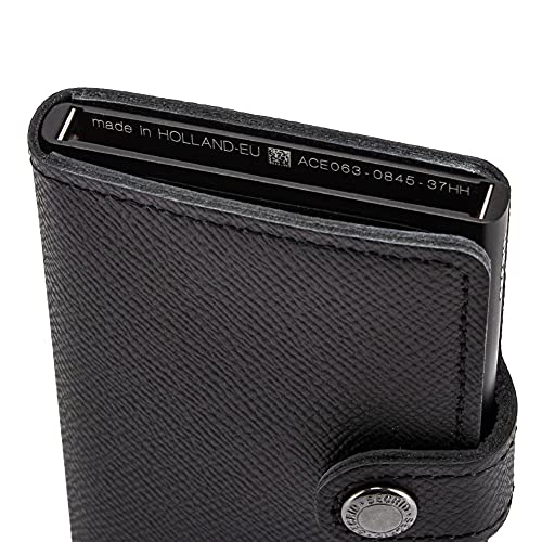 SECRID - Men Mini Wallet Genuine Original Leather RFID Safe Card Case for max 12 cards (Crisple Black)4