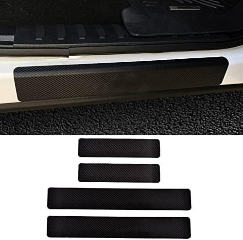 4 Pcs Car Door Sill Protector Carbon Fiber Texture Sticker Car Door Sill Decoration Scuff Plate Compatible with Ford F250 Super Duty、 Ford F350 Super Duty and Ford F450 Super Duty (red)