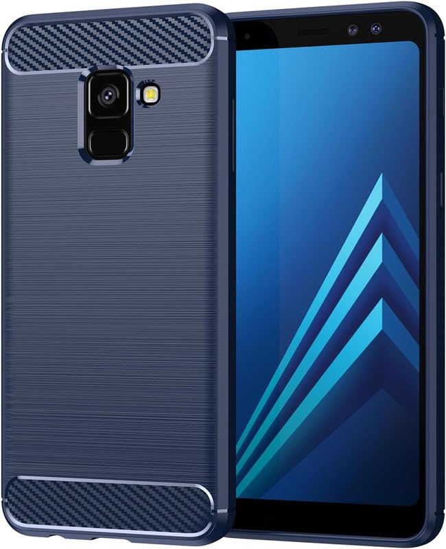 Image of NPRC Hybrid Ultra Slim Protective Case TPU Non-Slip Carbon Fiber Texture Shockproof Case Cover for Samsung Galaxy A8 2018 - Blue