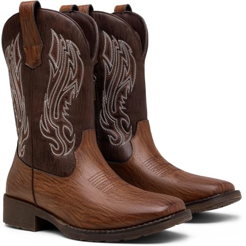 Image of Jousen Cowboy Boots for Men Square Toe Western Side Zipper