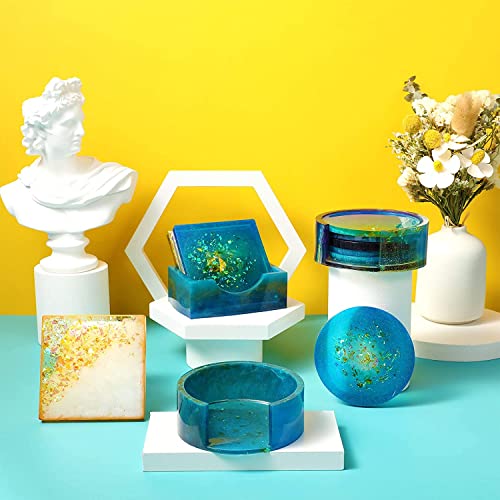 Image of Jubilant Coaster Resin Molds, 12 Pieces Coaster Silicone Molds with Storage Box Mold for Epoxy Resin DIY Cups Mats