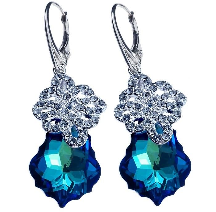 Boucles d'oreilles en argent 925 Arande bleu des Bermudes d'exception