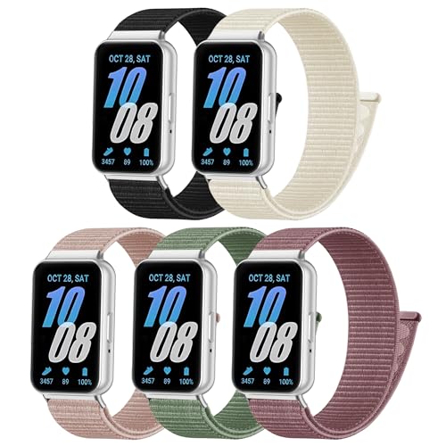 Laband Nylon Armband Kompatibel mit Samsung Galaxy Fit 3 Weiches Gewebe Verstellbares Klettverschluss Sport Ersatzarmband für Samsung Galaxy Fit 3 SM-R390 Damen Herren