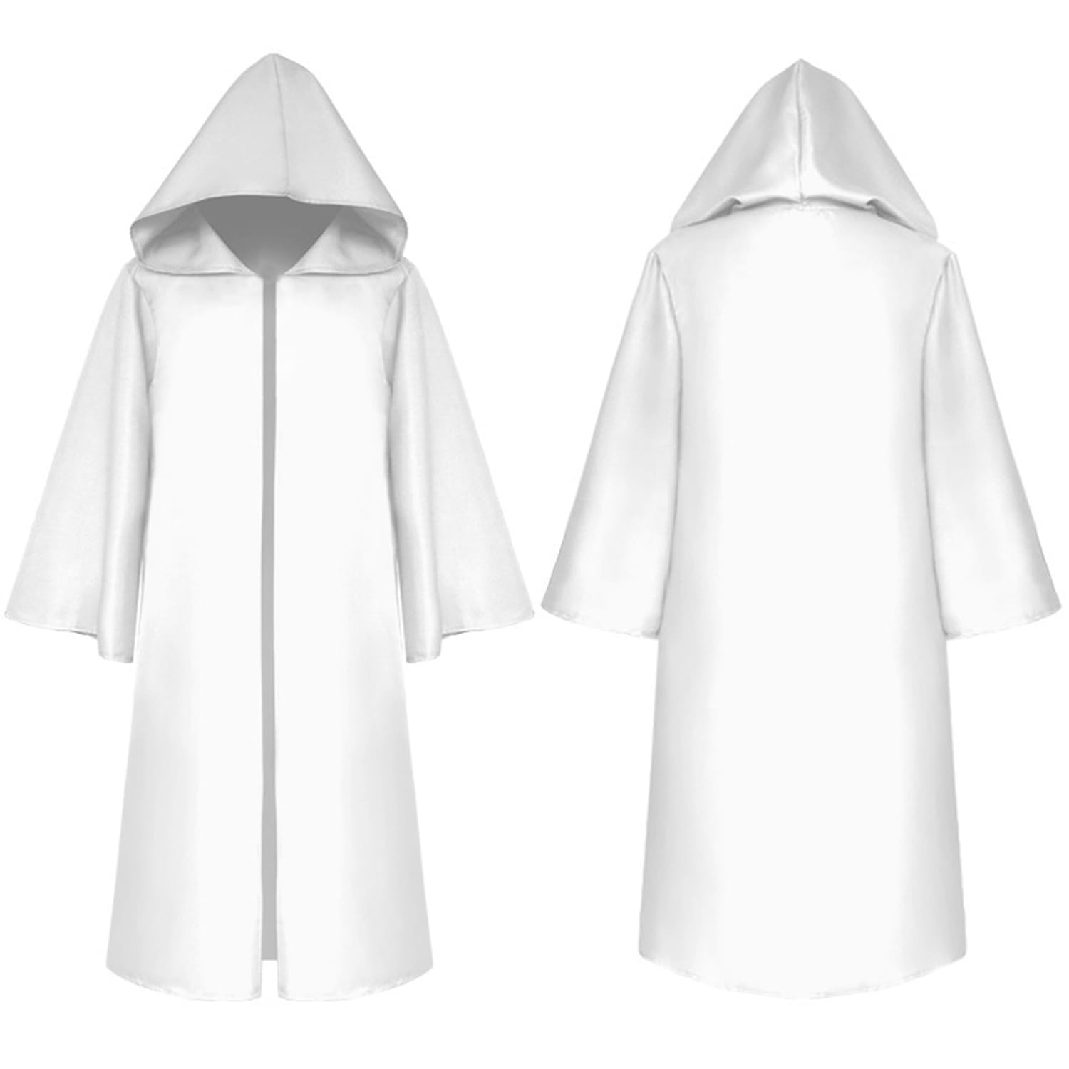 Jedi Robe Hooded Cloak Knight Cosplay Costume Vampire Cloak Hooded Wizard Tunic Halloween Grim Reaper Cape Long Cape Hoodies Robe Fancy Dress Cosplay for Adult White — image 1