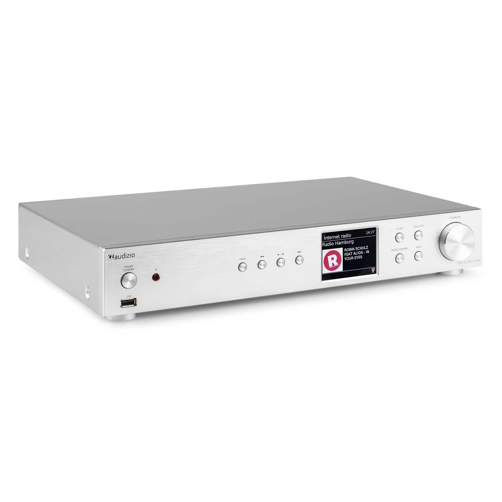 Audizio Adria Radio Internet Wi-FI avec Bluetooth - Alu, avec Fonction Réveil, Radio Dab+ et Tuner FM, 28 000 Stations Radio, Spotify Connect®, Idéale pour Écouter Vos Radios Préférées