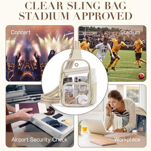 Missnine Clear Bag for Stadium Events Clear Sling Bag Fanny Pack Crossbody Purse for Sport Concert with Side Mesh Pocket - Thumbnail 6