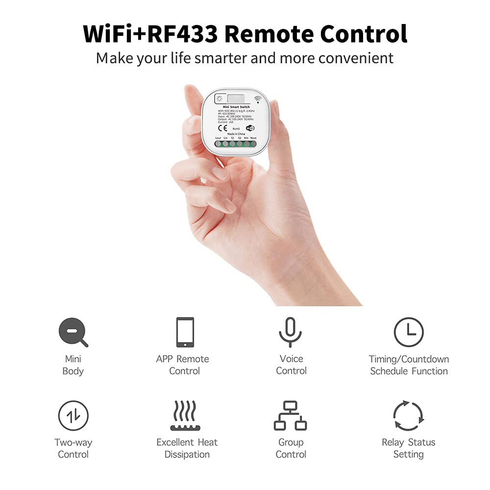 MOES Wireless RF433 und WiFi Lichtschalter Fernbedienung, Keine Batterie