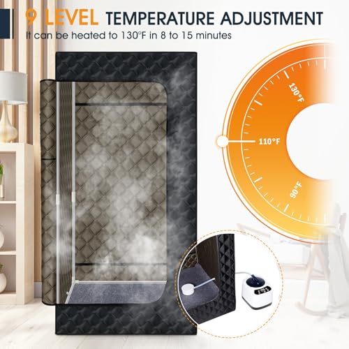Image of Home Sauna Box Steam Saunas, New 2024 Upgrade Large Portable Indoor Sauna Tent with 3L 1000W Steam Generator, Remote, Waterproof Phone Pouch, Chair, Mat