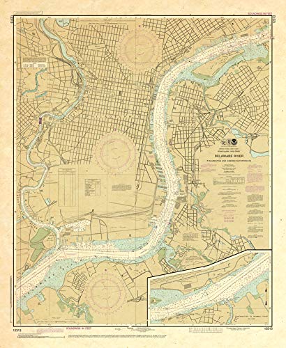 Paradise Cay Publications, Inc. Antiqued NOAA Chart 12313: Philadelphia and Camden Waterfronts