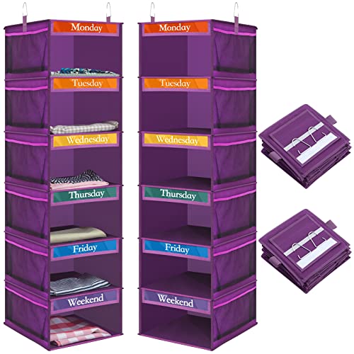 Amylove 2 Pack 6 Shelf Weekly Clothes Organizer for Kids