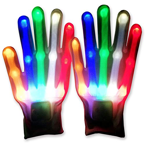 Light Up Gloves, LED Gloves with 5 Colors 6 Modes for Dance, Kids