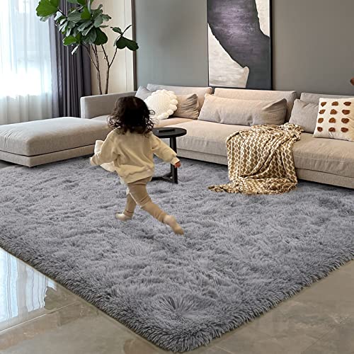 HOMORE Rugs for Living Room 6x9 Grey Fluffy Area Rug Modern Shag Rugs for Bedroom, Super Soft and Comfy Carpet, Cute Carpets for Kids Nursery Boys Girls Room Decor