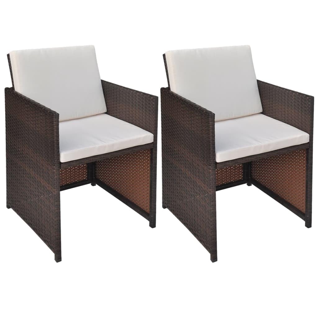Chaise de jardin lot de 2 fauteuils de salle à manger extérieur rotin synthétique avec coussin