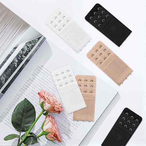 Image of 3Hooks Bra Extenders for Women, 6Pcs Adjustable Back Bra Strap Extender, Women's Elastic Comfortable Elastic Bra Strap Extenders for Plus Size