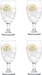 Cristar Lexington Glass Water Goblets Set Of 4, 16.5oz Dishwasher Safe Drinking Goblets For Iced Tea, Sangria, Lead-Free Stemmed Water Glasses, Made in Colombia.