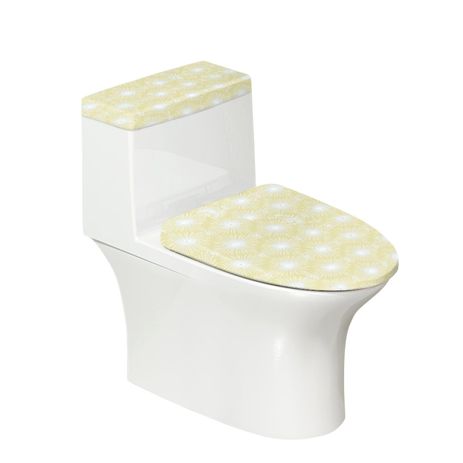 Lunette de toilette géométrie jaune rétro 6 pièces pour WC