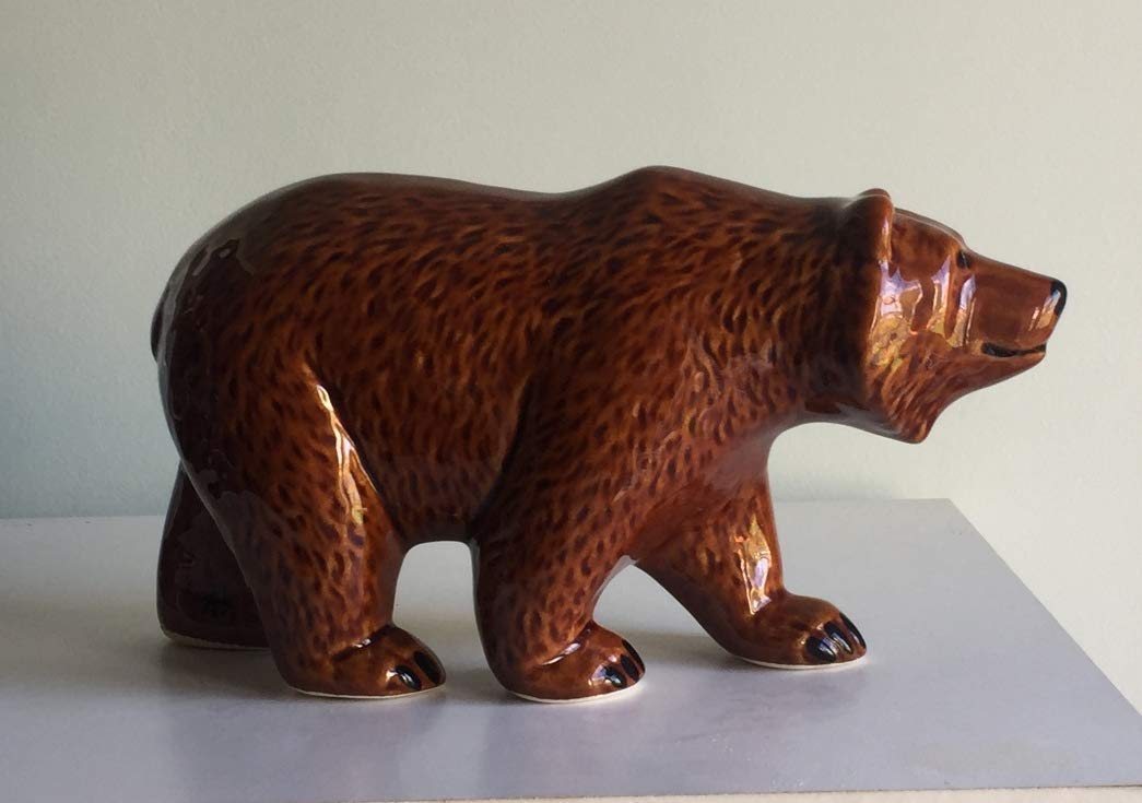 Bear faience figurine, handmade, funny animal figurine