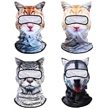HEQFOLD 4Pcs Cat Ski Mask 3D Printed Cat Mask Animal Funny Ski Masks Cute Cats Animal Face Masks with Ears Cats Balaclava (Color 1)