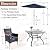 Sophia & William 5 Pieces Outdoor Dining Set with 9ft Navy Patio Umbrella, 4 Seat Patio Dining Set with Square Metal Patio Table and 4 Rattan Chairs, Patio Dining Set Set for Yard Lawn Porch