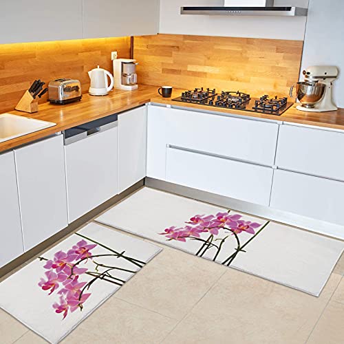 Badteppich-Set, Schmetterlings-Orchidee, Badezimmer-Fußmatte, saugfähig, rutschfest, mit Läufer, Küchenfußmatte, Teppich, 60 x 89 cm + 60 x 180 cm, 2 Stück – Bild 3