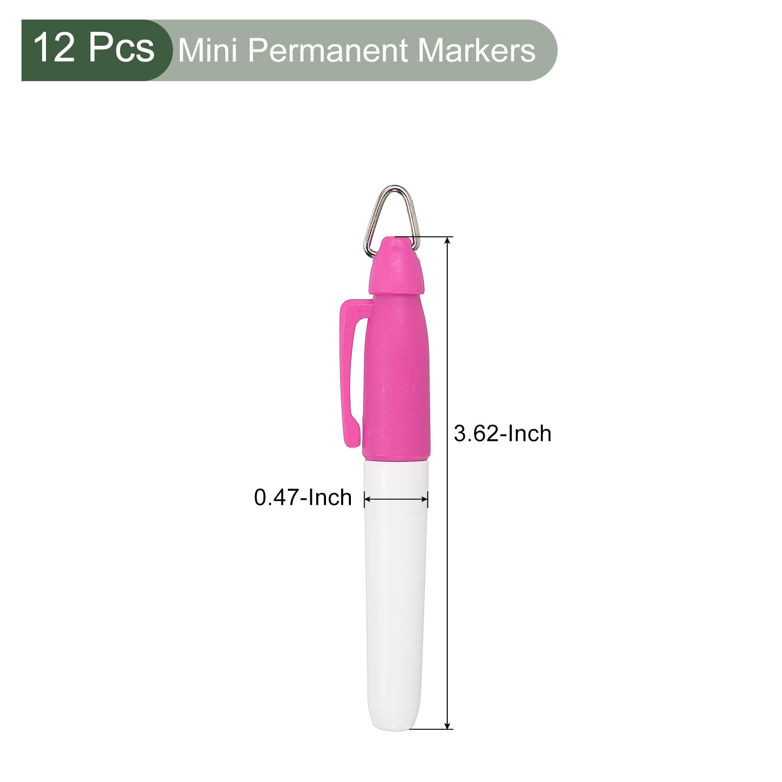 YOKIVE 12 Pcs Mini Permanent Markers, Office Golf Balls Markers Pens with Keychains Clips for Meeting Home Desktop Accessories (Pink) - Image 2