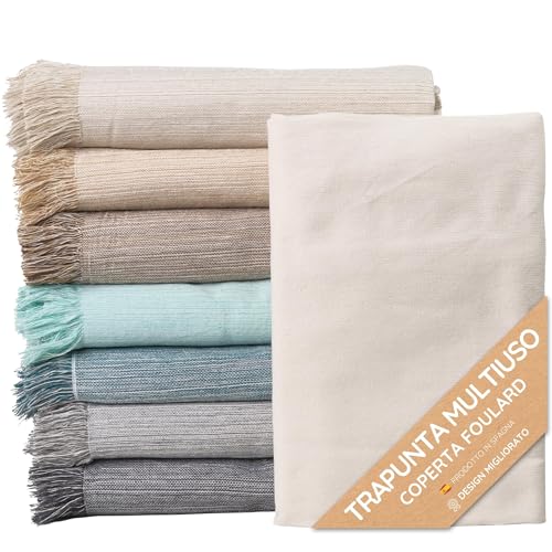 Trapunta Multiuso; Divano Scozzese, Coperta Foulard, Copriletto, Foulard per Divani in Cotone e Altre Fibre Finitura di Qualità Fatto in Spagna, Telo Copridivano (Bianco Ecru, 230x260cm)