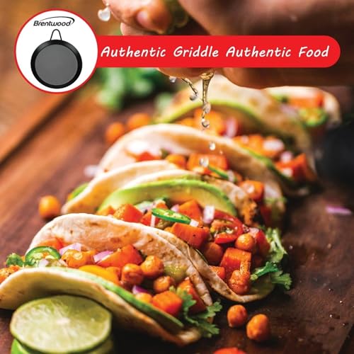 Brentwood Appliances BCM-24 Carbon Steel Non-Stick Round Comal Griddle (9.5-Inch) Pans, NORMAL, Black