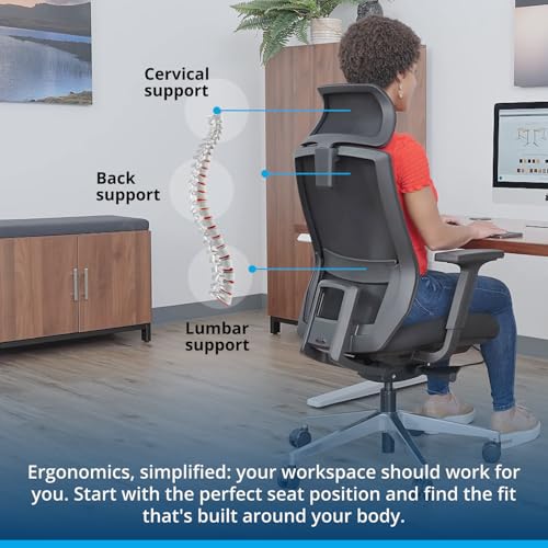Image of UPLIFT DESK Envoke Ergonomic Office Chair - Adjustable Lumbar Support, Mesh Back, Headrest, Synchro-Tilt Recline Home Office Desk Chairs with 3-Way Arms, 300 lb Capacity (Slate)