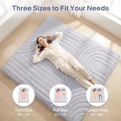 Image of ZonLi Japanese Floor Mattress Futon Mattress King Size, Thicken Roll Up Tatami Mat Washable Cover, Portable & Foldable Floor Bed Mattress for Sleeping, Dormitory, Adult